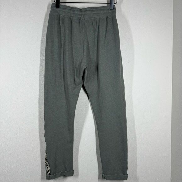 Sundry Equinox Sweatpants Joggers Olive Green Leopard Trim Size 1/Small - Picture 4 of 6